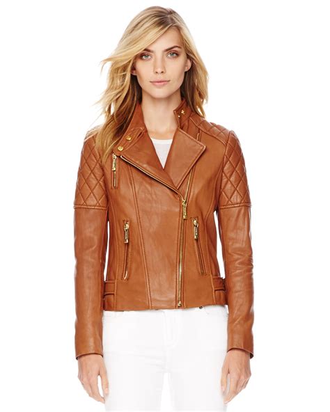 brown leather jackets mens macy michael kors|Michael Kors leather jacket women's.